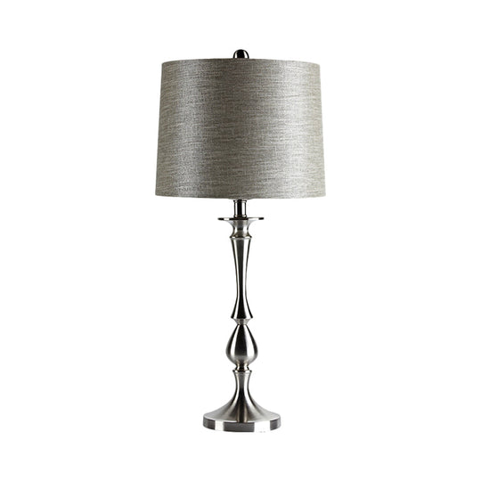 Antiqued Barrel Night Lamp With 1-Light For Bedroom Table In Elegant Black/Silver/Gold