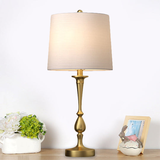 Antiqued Barrel Night Lamp With 1-Light For Bedroom Table In Elegant Black/Silver/Gold Gold