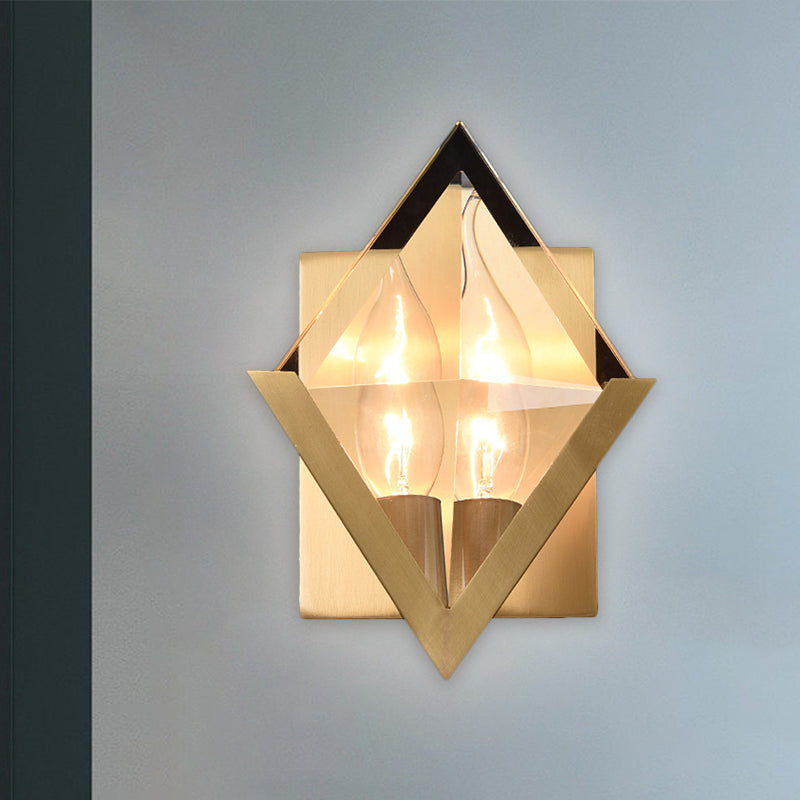 Minimalist Clear Crystal Wall Sconce With Brass Mount And 1 Bulb