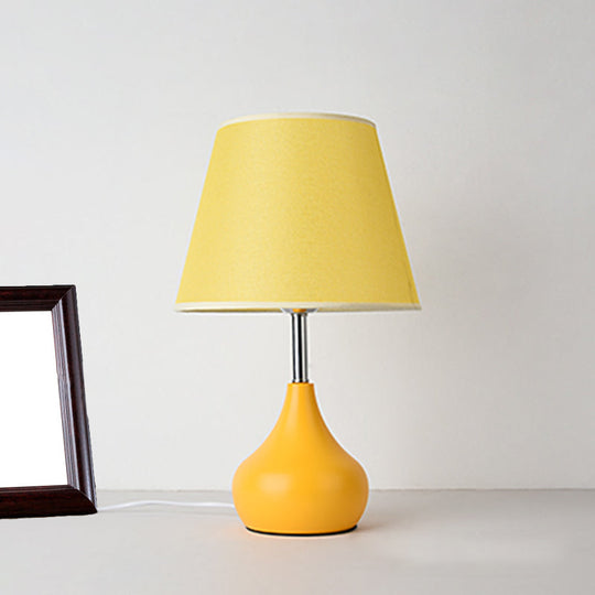 Modern Conical Table Lamp With Vase Base In Pink/White/Yellow - Ideal For Study Room Yellow