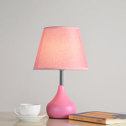 Modern Conical Table Lamp With Vase Base In Pink/White/Yellow - Ideal For Study Room Pink