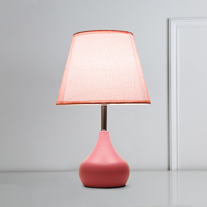 Modern Conical Table Lamp With Vase Base In Pink/White/Yellow - Ideal For Study Room