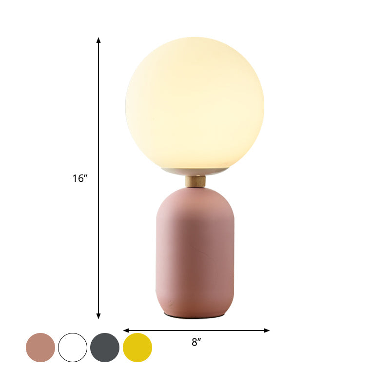 Nordic Glass Night Table Lamp - Global Design Grey/White/Pink Reading Light Cylinder Base