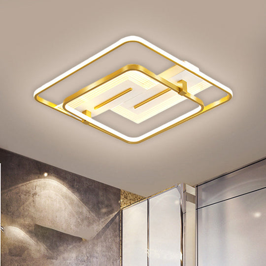 Modern Metallic Led Gold Flush Mount Lamp Warm/White Light 18/21.5 Wide / 18 Warm