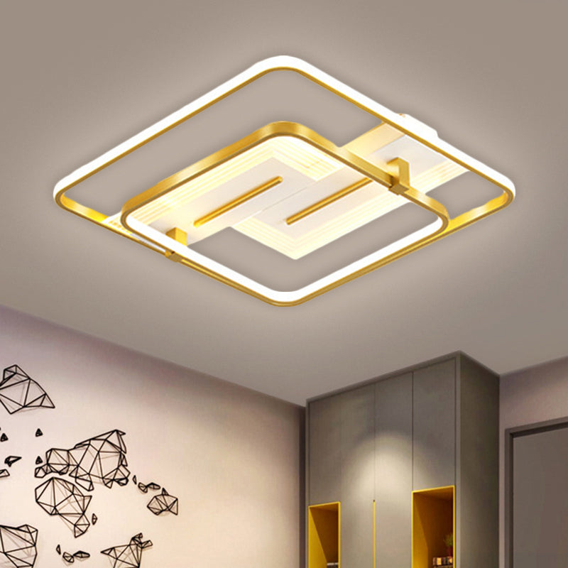 Modern Metallic Led Gold Flush Mount Lamp Warm/White Light 18/21.5 Wide