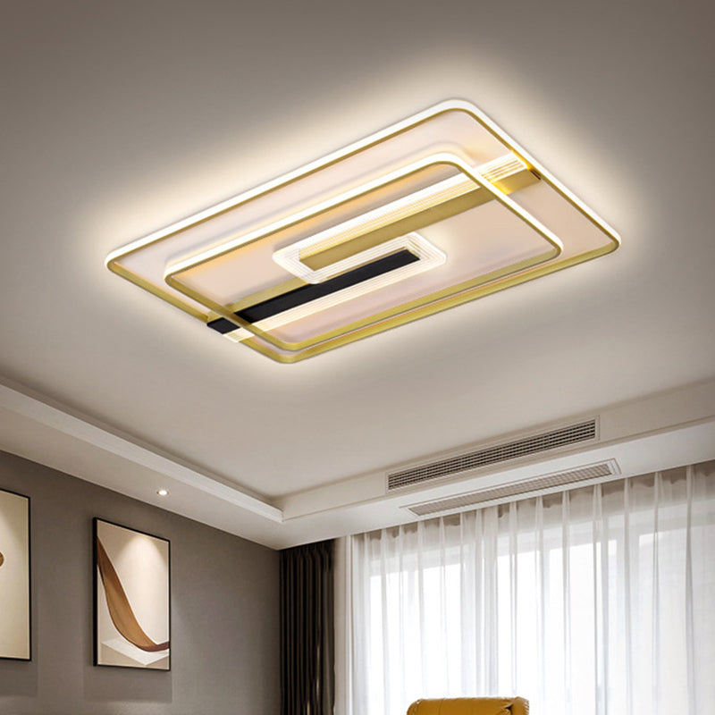 Gold Metal Led Flush Mount Ceiling Lamp For Contemporary Sitting Room With Warm/White Light