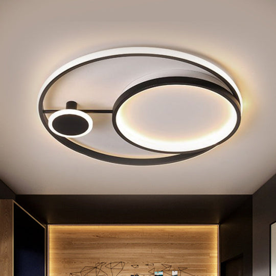 Minimalistic Acrylic Led Black Ceiling Lamp - Warm/White Light 18/21.5 Diameter / 18 Warm