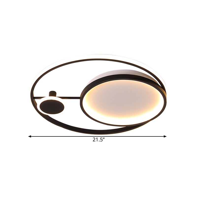 Minimalistic Acrylic Led Black Ceiling Lamp - Warm/White Light 18/21.5 Diameter