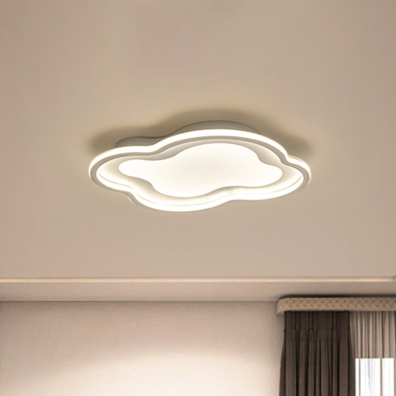 Cloud-Shape Led Ceiling Light Fixture For Nursery Room - Modern Metallic Design White/Blue