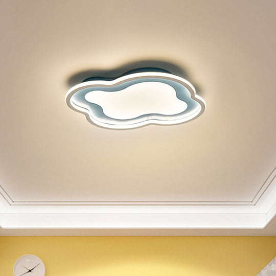 Cloud-Shape Led Ceiling Light Fixture For Nursery Room - Modern Metallic Design White/Blue