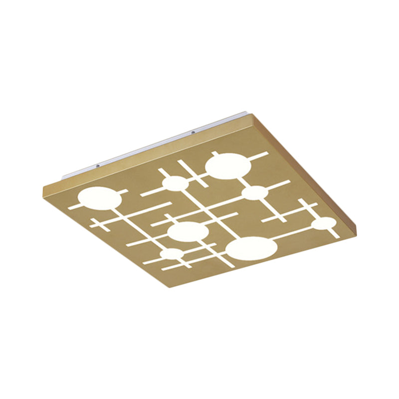 Contemporary Gold Led Flush Mount Ceiling Fixture With Acrylic Pattern And Warm/White Light