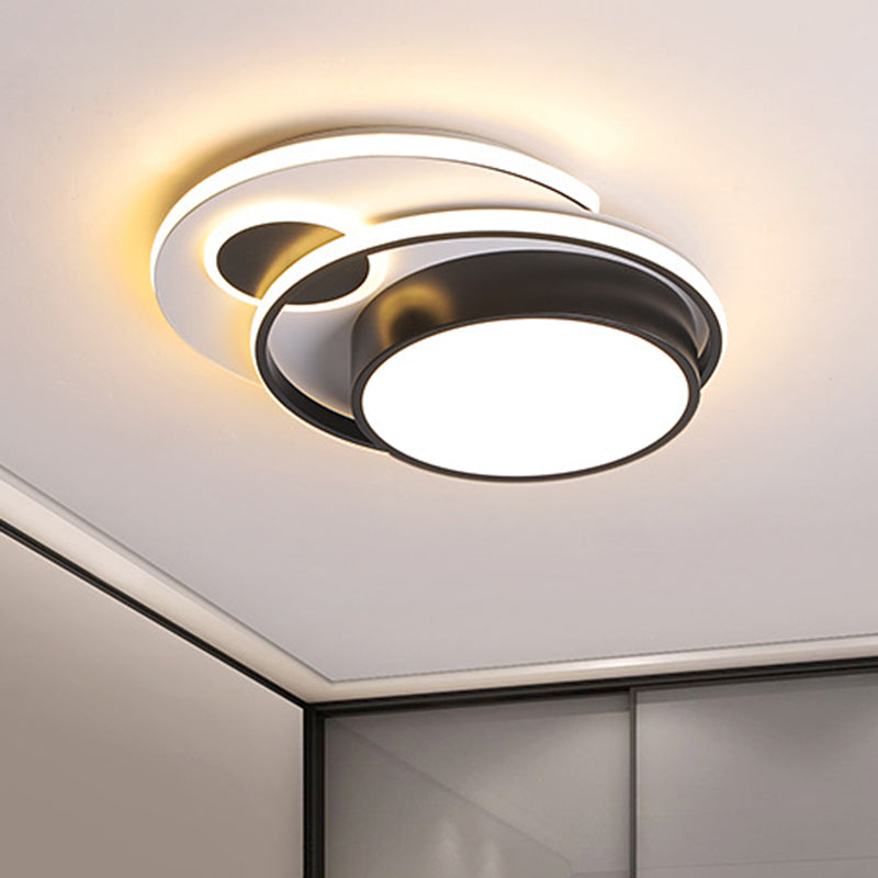Nordic Style Aluminum Black-White Led Ceiling Light With Multi-Circles In Warm/White 16/19.5 Wide
