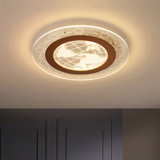 Modern Acrylic Round Flush Ceiling Light With Nordic Led Flower And Globe Design - Warm/White