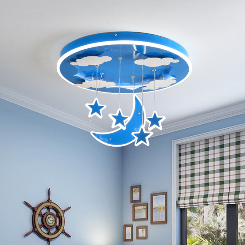 Starry Sky Led Acrylic Pendant Light For Childrens Room In Pink/Blue Blue