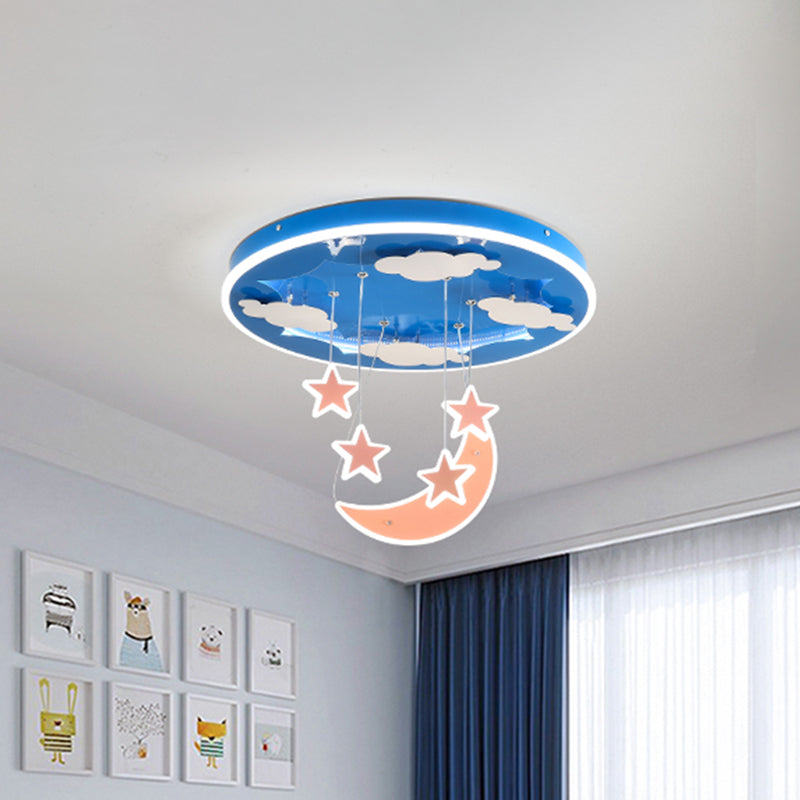 Starry Sky Led Acrylic Pendant Light For Childrens Room In Pink/Blue