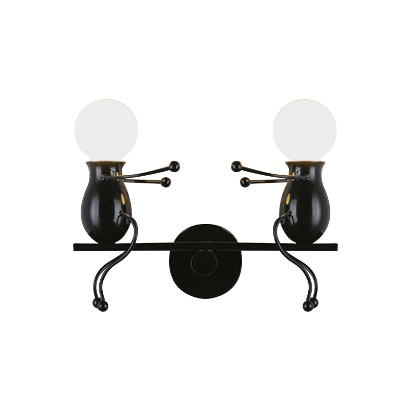 Child-Like 2-Head Wall Mount Lamp For Kids Black/White/Red Metal Light Fixture With Seesaw Arm