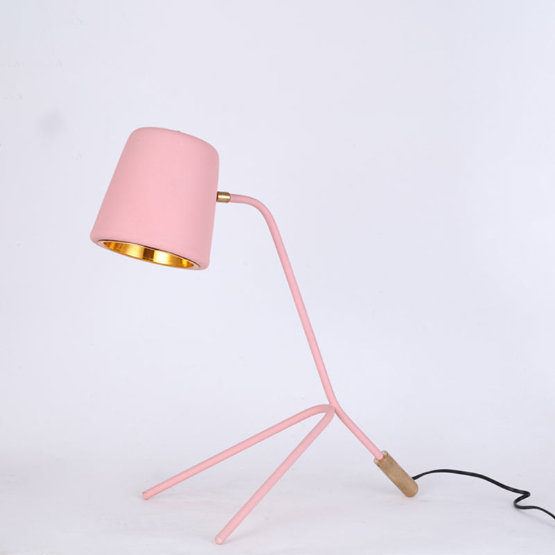 Macaron Tripod Reading Lamp - Cone Desk Light With Pink/Yellow/Green Finish Ideal For Bedroom