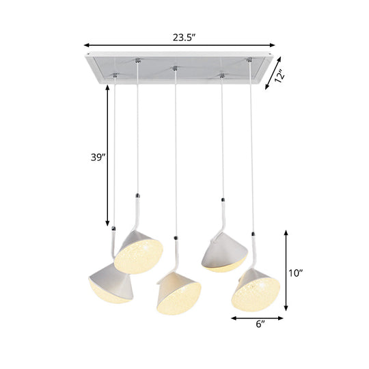 Penelope - White White Cone Ceiling Lamp Minimal Metal 5 Lights Dining Room Pendant Light with Acrylic Diffuser