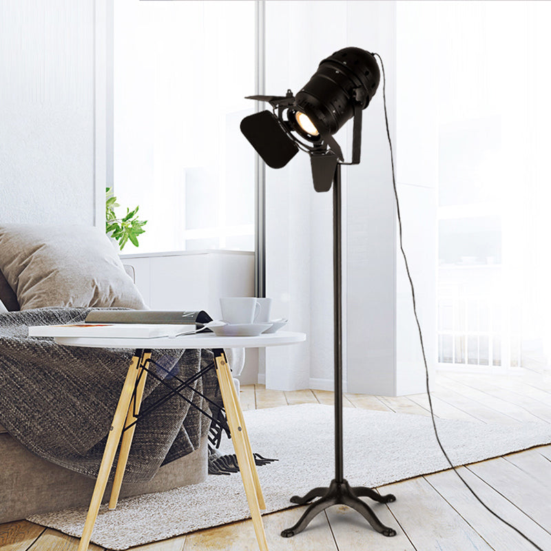 Industrial Loft Mini Spot Floor Lamp In Black With Shade Studio Lighting Solution 1 Light Metallic