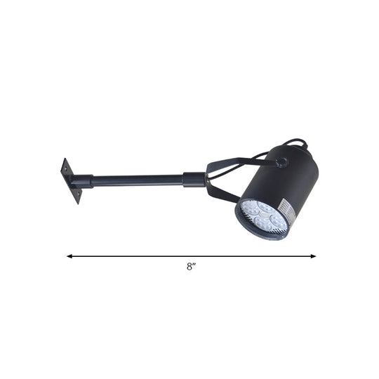 Industrial Style Led Rotatable Cylinder Wall Sconce Lamp For Restaurants: Black Metallic Mini