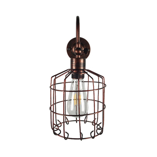 Rustic Stylish Birdcage Iron Wall Sconce Light Fixture - Antique Brass/Weathered Copper Perfect For