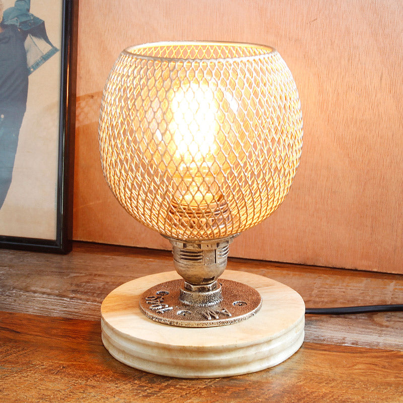 Vintage Mesh Screen Table Light With Dome Shade Rustic Metal Standing Lamp For Bedroom Rust