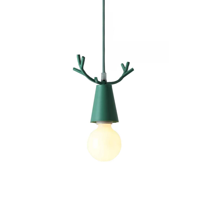 Nordic Style Pendant Light With Adjustable Ball Ceiling Fixture And Antler Decoration For Bedroom Or