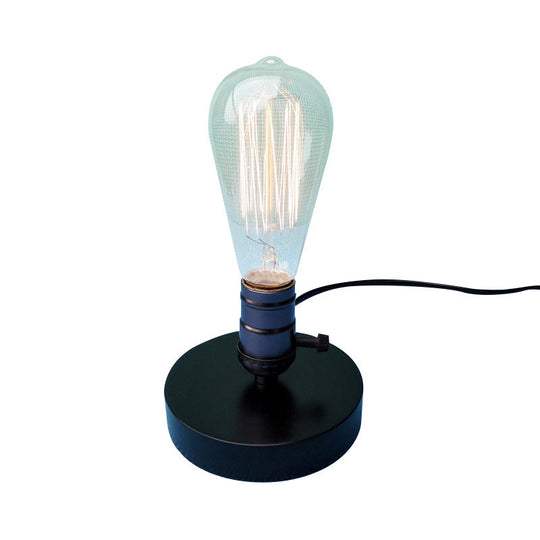 Industrial Black Mini Table Lamp With On/Off Switch - Stylish Metal Lighting For Coffee Shop