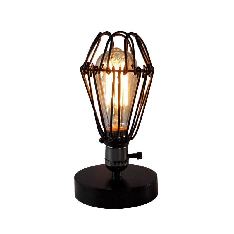 Industrial Style Wrought Iron Table Lamp With Petal Design