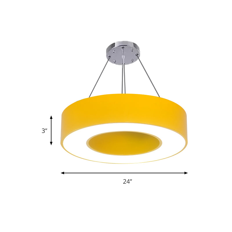 Modern O-Shaped Acrylic Pendant Light For Kids Bedrooms - Adjustable 31.5 Cord