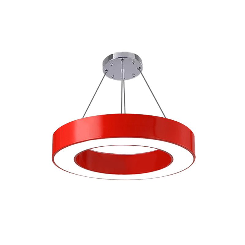 Modern O-Shaped Acrylic Pendant Light For Kids Bedrooms - Adjustable 31.5 Cord Red / 16 White