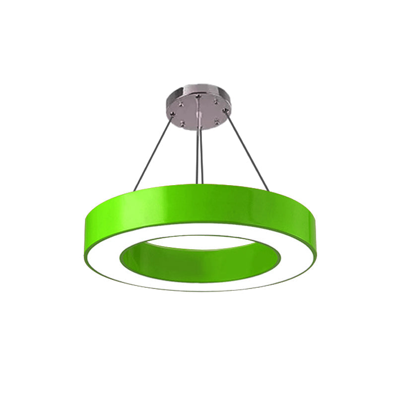 Modern O-Shaped Acrylic Pendant Light For Kids Bedrooms - Adjustable 31.5 Cord Green / 16 Warm