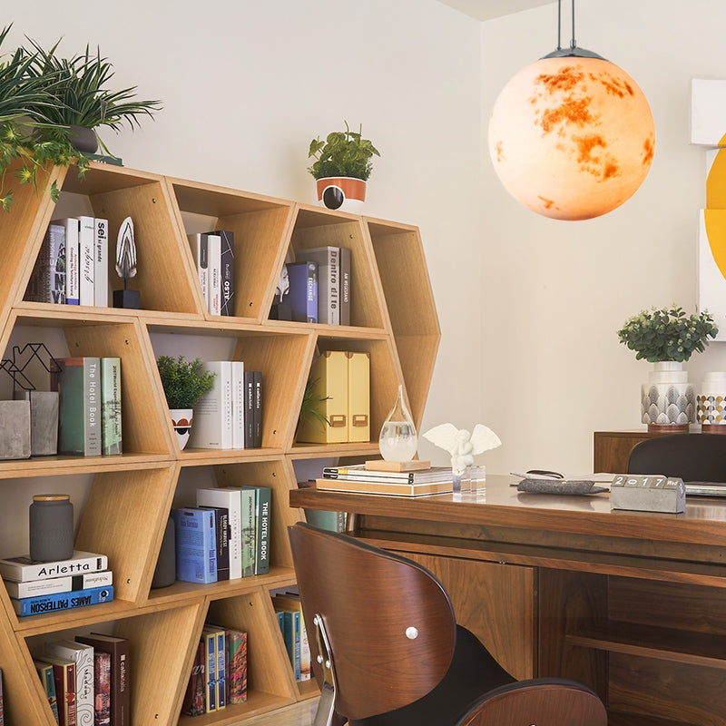 Modern Chrome Pendant Lamp With Globe Shade For Kids Bedroom Ceiling Orange Pink / 8