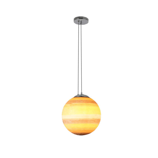 Modern Chrome Pendant Lamp With Globe Shade For Kids Bedroom Ceiling