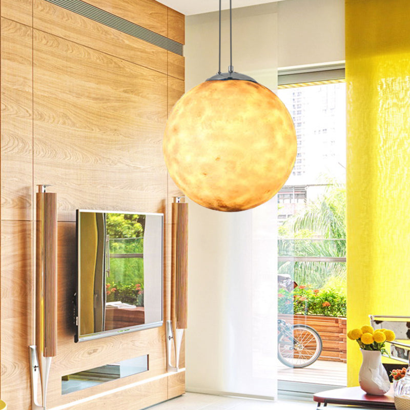 Modern Chrome Pendant Lamp With Globe Shade For Kids Bedroom Ceiling