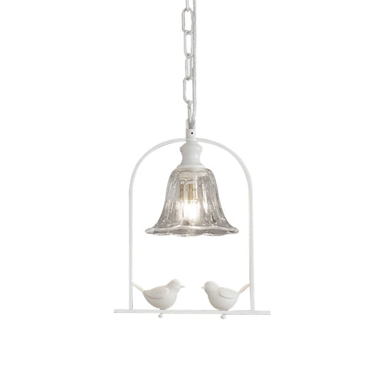 Modern Style Mini Pendant Light With Adjustable Ceiling Fixture And Bird Decoration - White