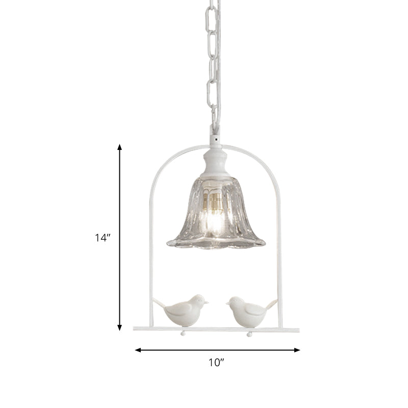 Modern Style Mini Pendant Light With Adjustable Ceiling Fixture And Bird Decoration - White