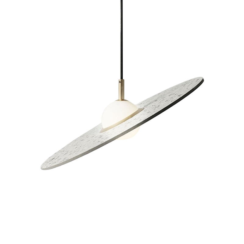 Ufo Shaped Pendant Lamp Modern Concrete 1 Light Black/White/Pink Hanging Ceiling