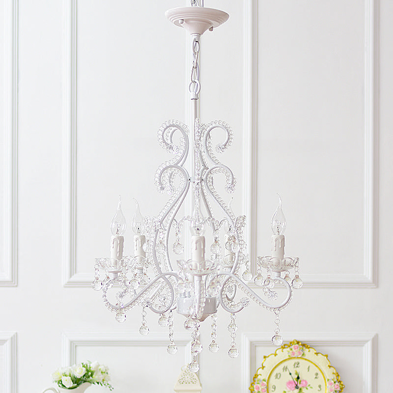 Nordic Style Crystal Chandelier For Girls Bedroom: Elegant Pendant Lighting With Candle Element 5 /