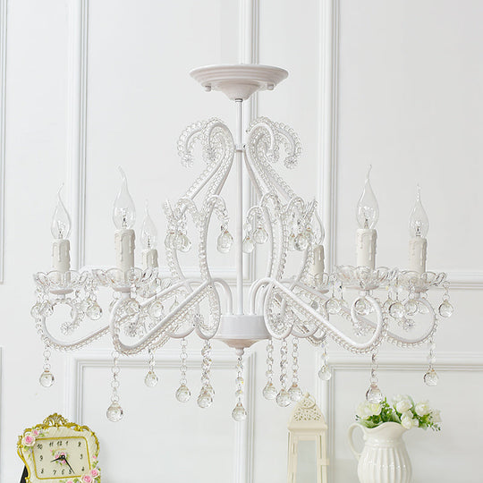 Nordic Style Crystal Chandelier For Girls Bedroom: Elegant Pendant Lighting With Candle Element 6 /