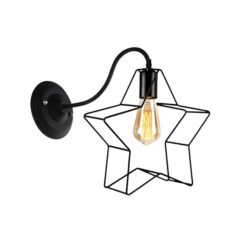 Black Retro Style Metal Diamond/Star Sconce Lamp For Coffee Shop