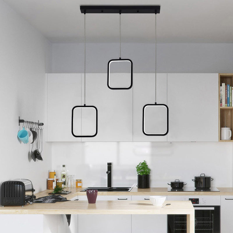Modern Acrylic Cluster Pendant With 3 Lights Warm/White Lighting And Round/Linear Canopy -