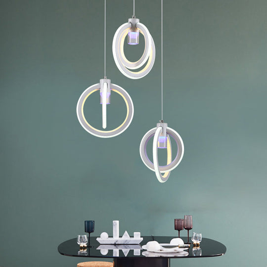 Orbit Acrylic Drop Pendant Ceiling Light Fixture - Elegant 3-Light Hanging Lamp for Living Room