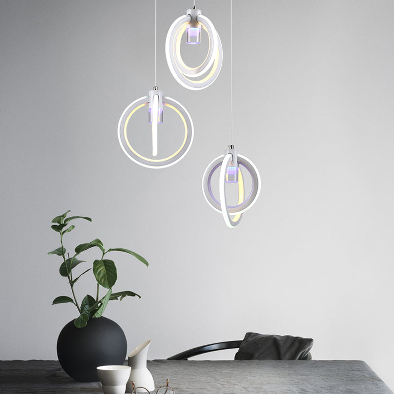 Orbit Acrylic Drop Pendant Ceiling Light Fixture - Elegant 3-Light Hanging Lamp for Living Room