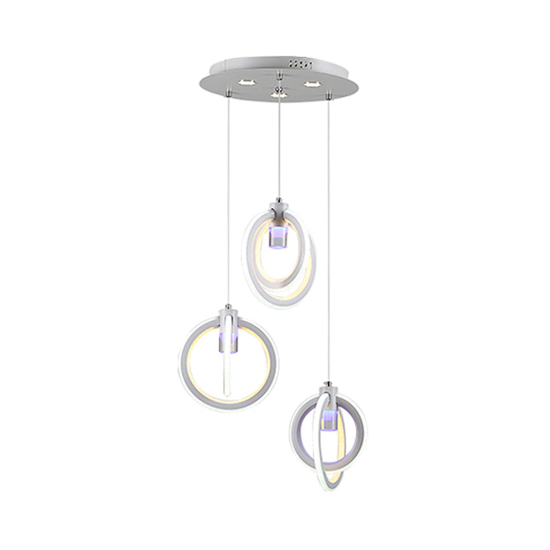 Orbit Acrylic Drop Pendant Ceiling Light Fixture - Elegant 3-Light Hanging Lamp for Living Room