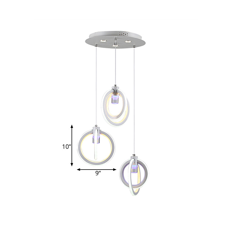 Orbit Acrylic Drop Pendant Ceiling Light Fixture - Elegant 3-Light Hanging Lamp for Living Room