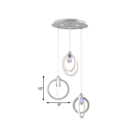 Orbit Acrylic Drop Pendant Ceiling Light Fixture - Elegant 3-Light Hanging Lamp for Living Room