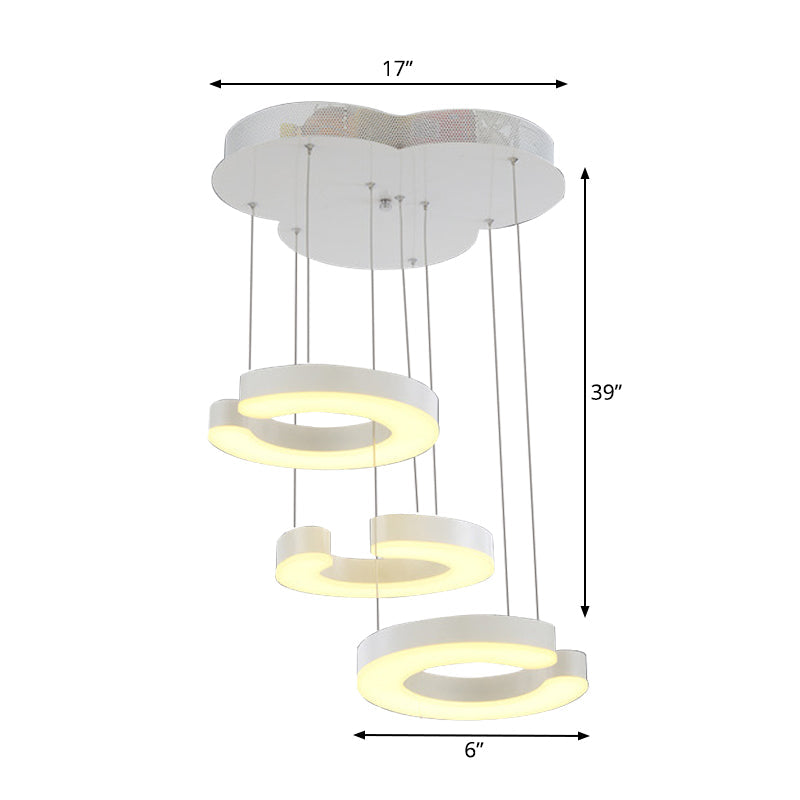 C-Shaped Hanging Led Pendant Lamp With Minimalist Metal Design In Warm/White Light
