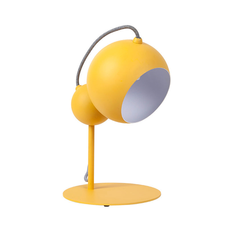 Modernist Metallic Globe Table Lamp With Adjustable Shade - Pink/Yellow/Green 1-Light Reading Light