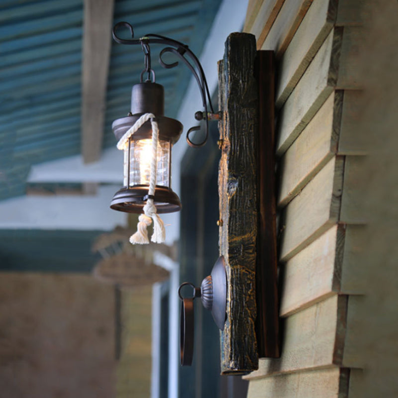 Metallic Lantern Wall Light - Antique Bronze Finish